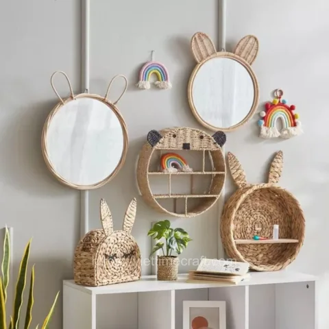 Semicircle Water Hyacinth Bunny Basket for Easter