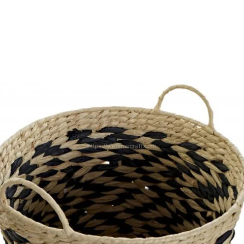 New Style Water Hyacinth Storage Basket Zigzag Pattern