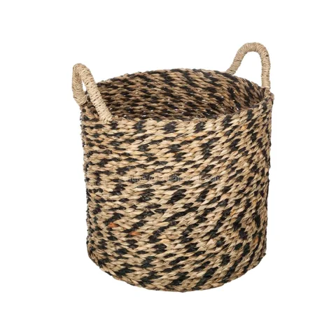 New Style Water Hyacinth Storage Basket Zigzag Pattern