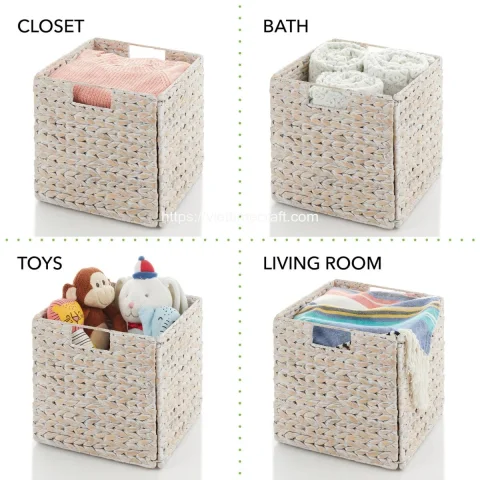 White Foldable Water Hyacinth Baskets Wholesale