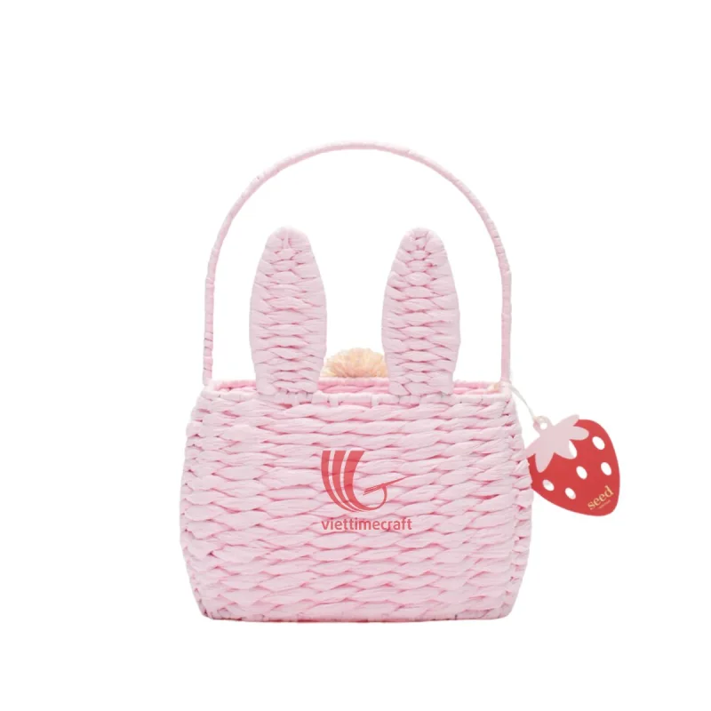 Cute Pink Water Hyacinth Bunny Basket for Easter