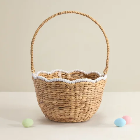 Best seller Natural Scallop Water Hyacinth Basket for Easter