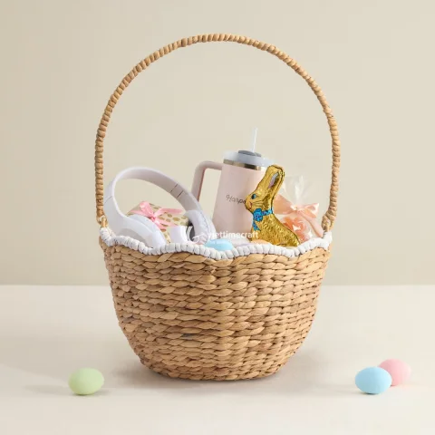 Best seller Natural Scallop Water Hyacinth Basket for Easter