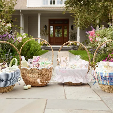 Best seller Natural Scallop Water Hyacinth Basket for Easter
