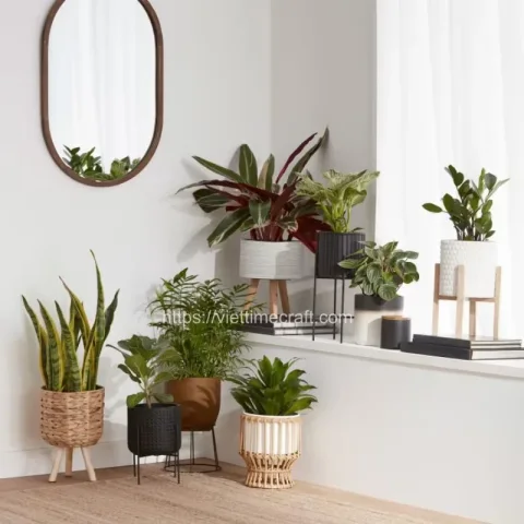 Water Hyacinth Planter With a Stand Featuring Four Legs