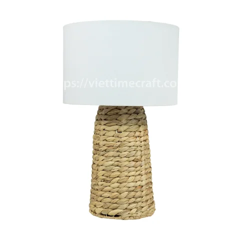 Rattan Export lámparas de mesa con blanco pantalla de tela lámpara jacinto de agua base - REX-B00491