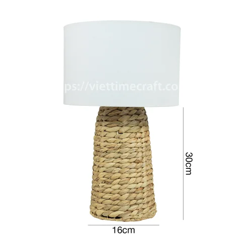 Table Lamps with White Fabric Shade Lamp Water Hyacinth Base