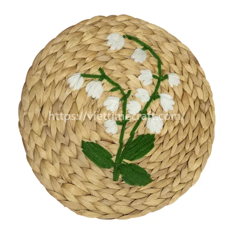 Rattan Export ricamato giacinto d'acqua tovaglietta – Lily di Valley - REX-b00495
