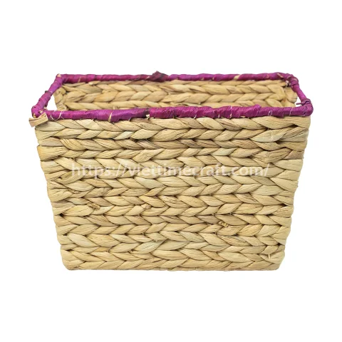 Set of 2 Water Hyacinth Basket with Handle and Christmas Tree Embroidery