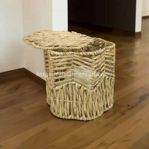 Scalloped Wicker Basket Wholesale, Handwoven Water Hyacinth Laundry & Storage Baskets