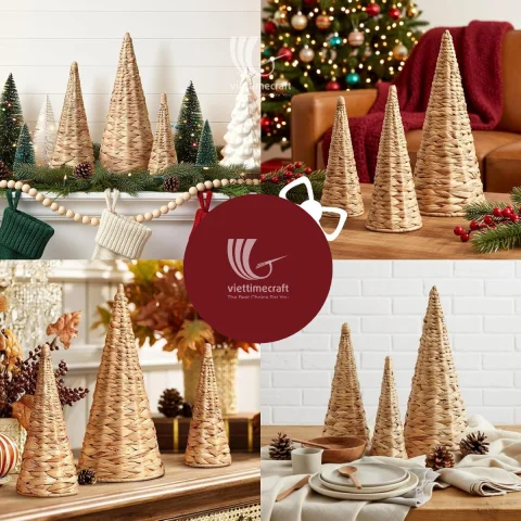 Eco Decor Water Hyacinth Christmas Tree, Naturally Elegant Christmas Holiday Table Decor