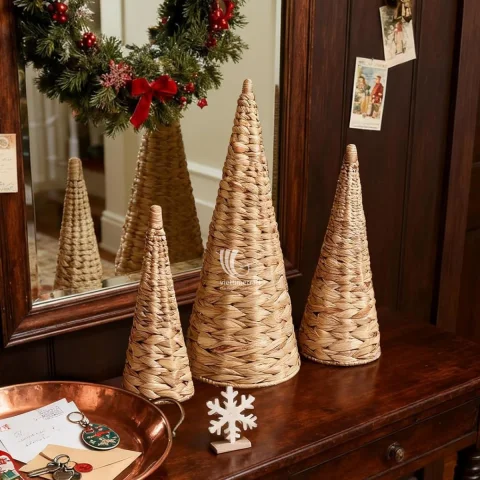 Eco Decor Water Hyacinth Christmas Tree, Naturally Elegant Christmas Holiday Table Decor