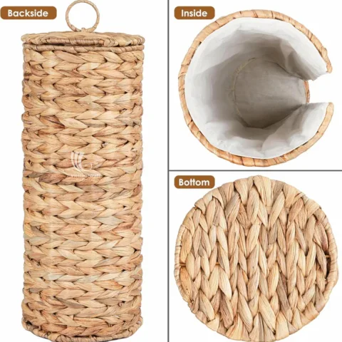 Wholesale Water Hyacinth Toilet Paper Holder, Natural Bathroom Organizer by Viettimecraft