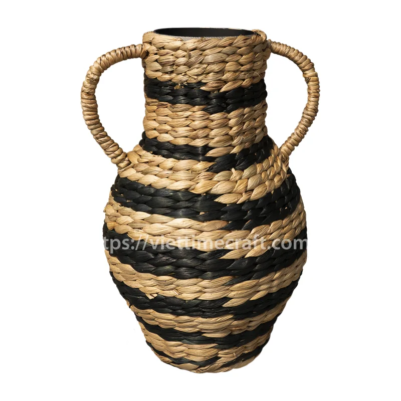 Sustainably Natural Art Woven Water Hyacinth Vase, Flower Jar