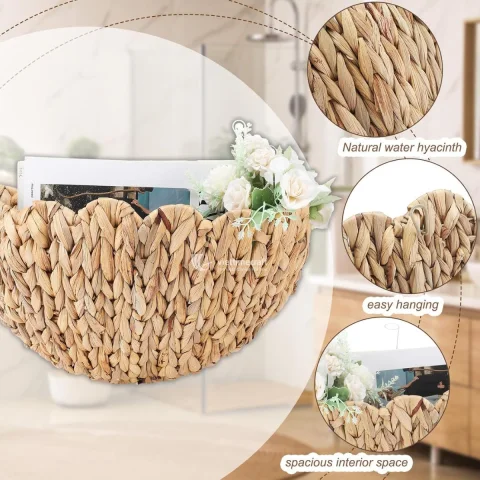 Scalloped Water Hyacinth Basket, Handmade Basket Hanging Manufacturer from Vietnam