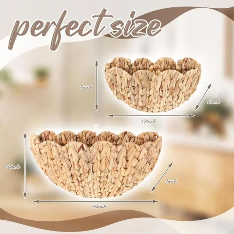 Scalloped Water Hyacinth Basket, Handmade Basket Hanging Manufacturer from Vietnam