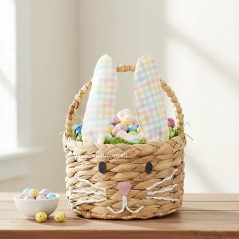 Water Hyacinth Easter Basket, Bunny Wicker Storage Basket Wholesale from Vietnam