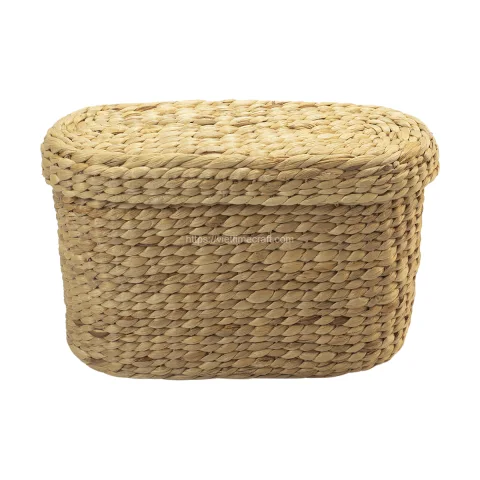 Oval Water Hyacinth Basket with Lid