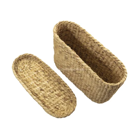 Oval Water Hyacinth Basket with Lid