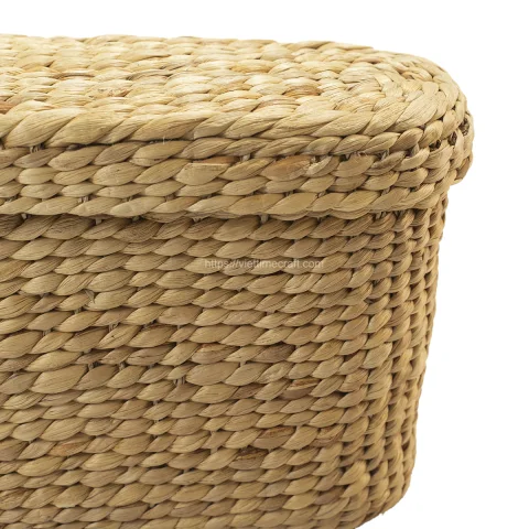 Oval Water Hyacinth Basket with Lid