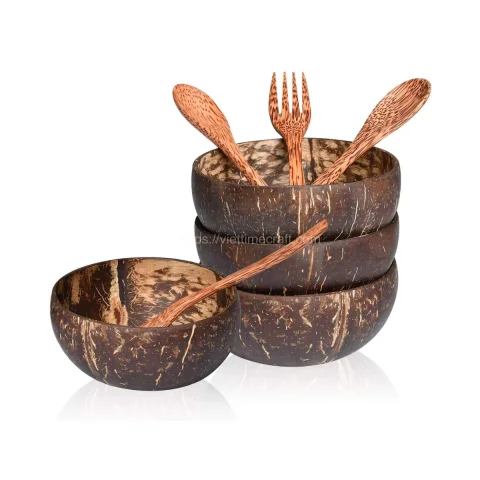 Rattan Export Best Sale Set Coconut Bowls with Spoons and Fork - REX-BD0004
