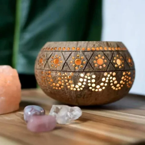 Best Sale Set Coconut Shell Candle Holder – Eco-Friendly & Handmade – BD005