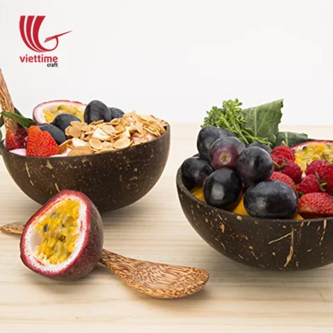 Coconut Shell Bowls & Spoons Set Of 4
