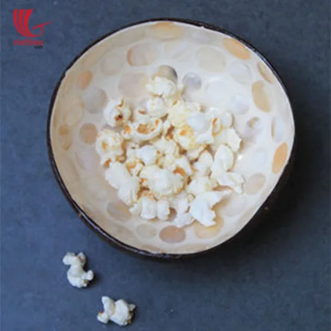Coconut Bowl White Inlaid Mother Of Pearl