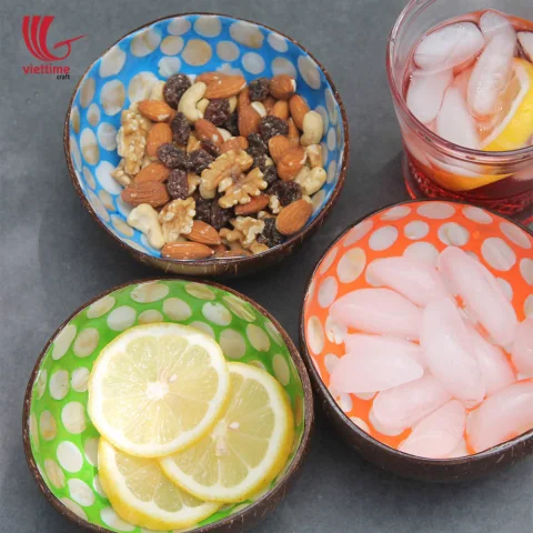 Beautiful Lacquered Coconut Shell Bowls