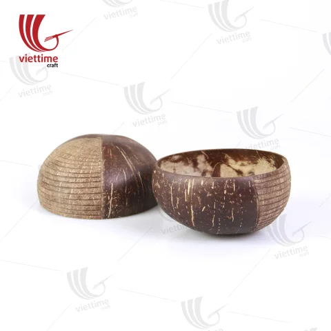 Half Carved Natural Coconut Bowls Wholesale