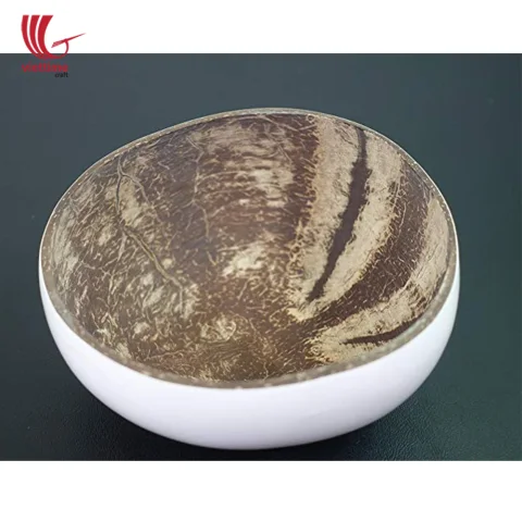 White Lacquered Outside Coconut Bowls