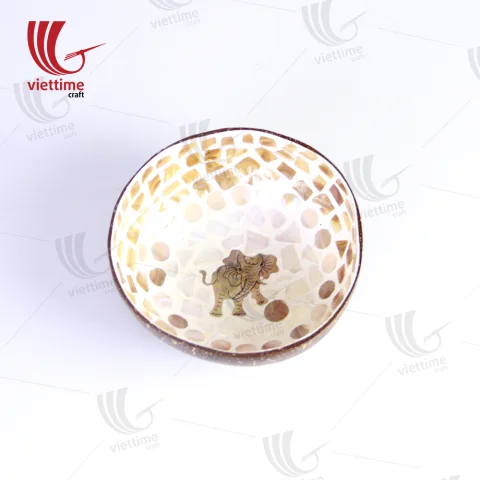 White Inlaid Mother Of Pearl Coconut Bowl