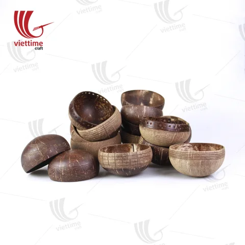 Rectangle Carved Natural Coconut Bowls