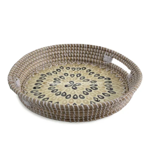 Seagrass Tray With Mother of Pearl
