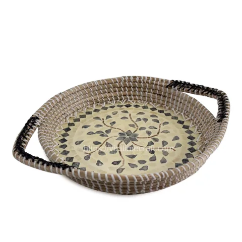 Seagrass Tray With Mother of Pearl