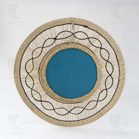 Round Seagrass Mirror