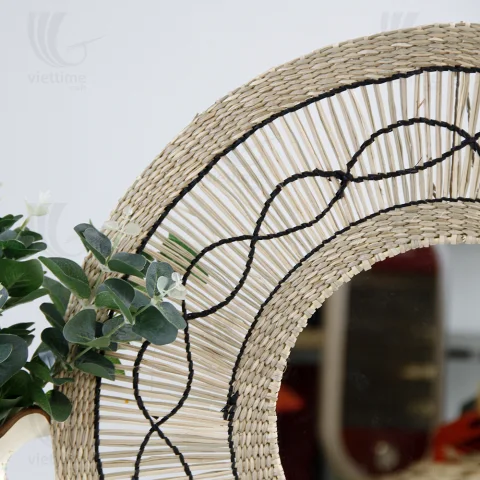Round Seagrass Mirror