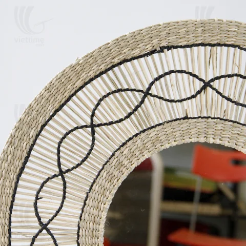 Round Seagrass Mirror