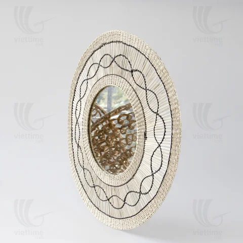 Round Seagrass Mirror