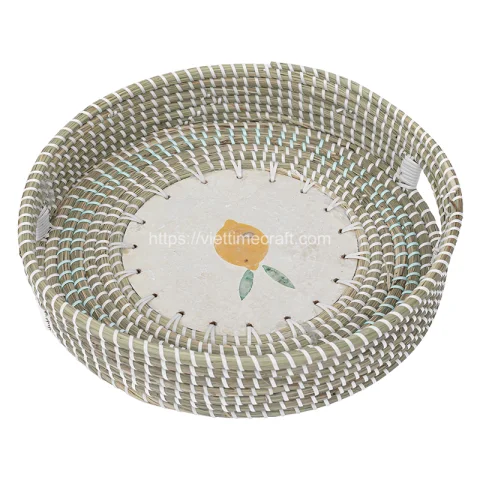 Mother Of Pearl Seagrass Tray