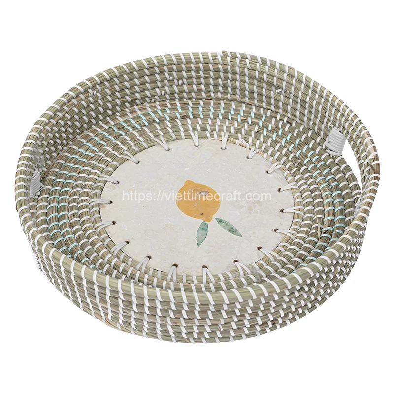 Mother Of Pearl Seagrass Tray