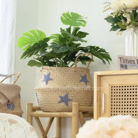 Star Seagrass Belly Basket Wholesale – C00582