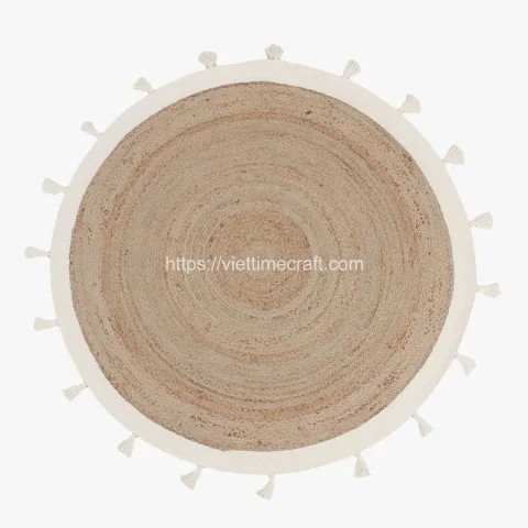 Round Water Hyacinth Rug Mix Tassel