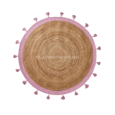 Round Water Hyacinth Rug Mix Tassel