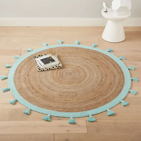 Round Water Hyacinth Rug Mix Tassel