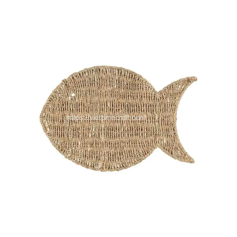 Fish Shape Seagrass Placemat Coastal Theme