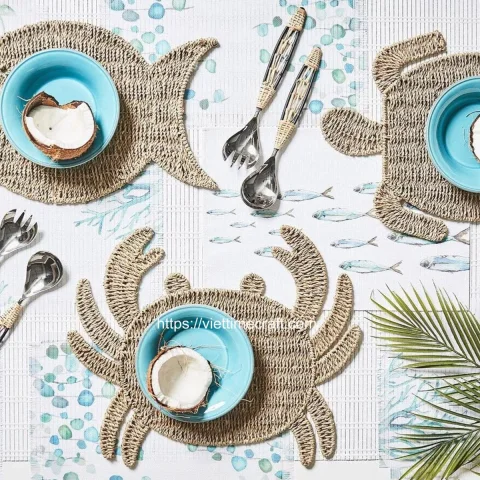 Fish Shape Seagrass Placemat Coastal Theme