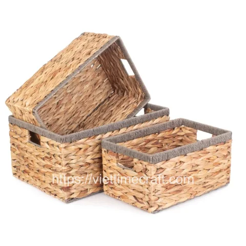 Set Of 3 Water hyacinth Basket with Handles – B00386