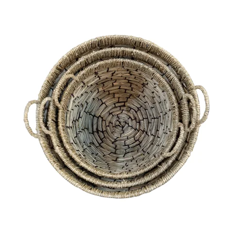 Set Of 3 Seagrass Basket With Handles – C00621