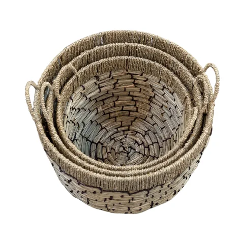 Set Of 3 Seagrass Basket With Handles – C00621